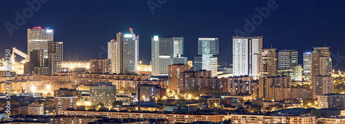 Aerial view of financial district in Barcelona at night #60682750