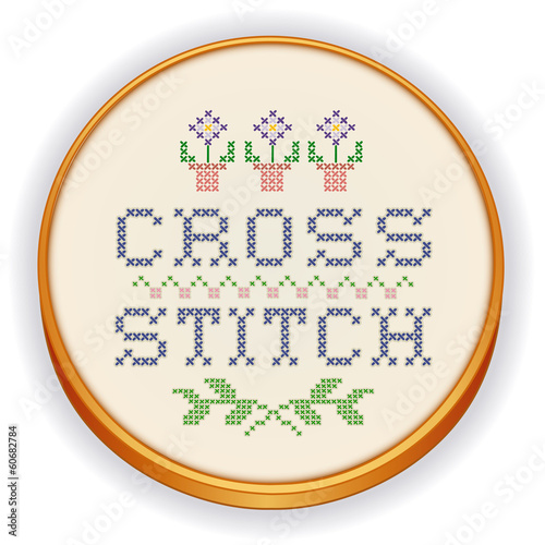Embroidery, Retro Cross Stitch Needlework, Wood Sewing Hoop