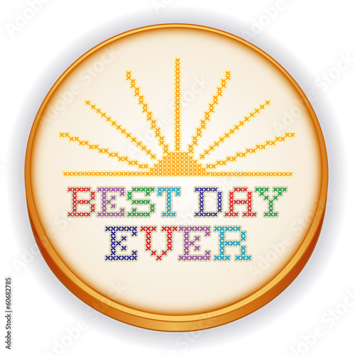 Embroidery, Best Day Ever Cross Stitch, Retro Wood Sewing Hoop