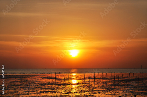 Sunset scenery at the sea coast