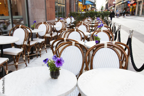 Canvas Print Stockholm, Sweden. Outdoor cafe on a city street