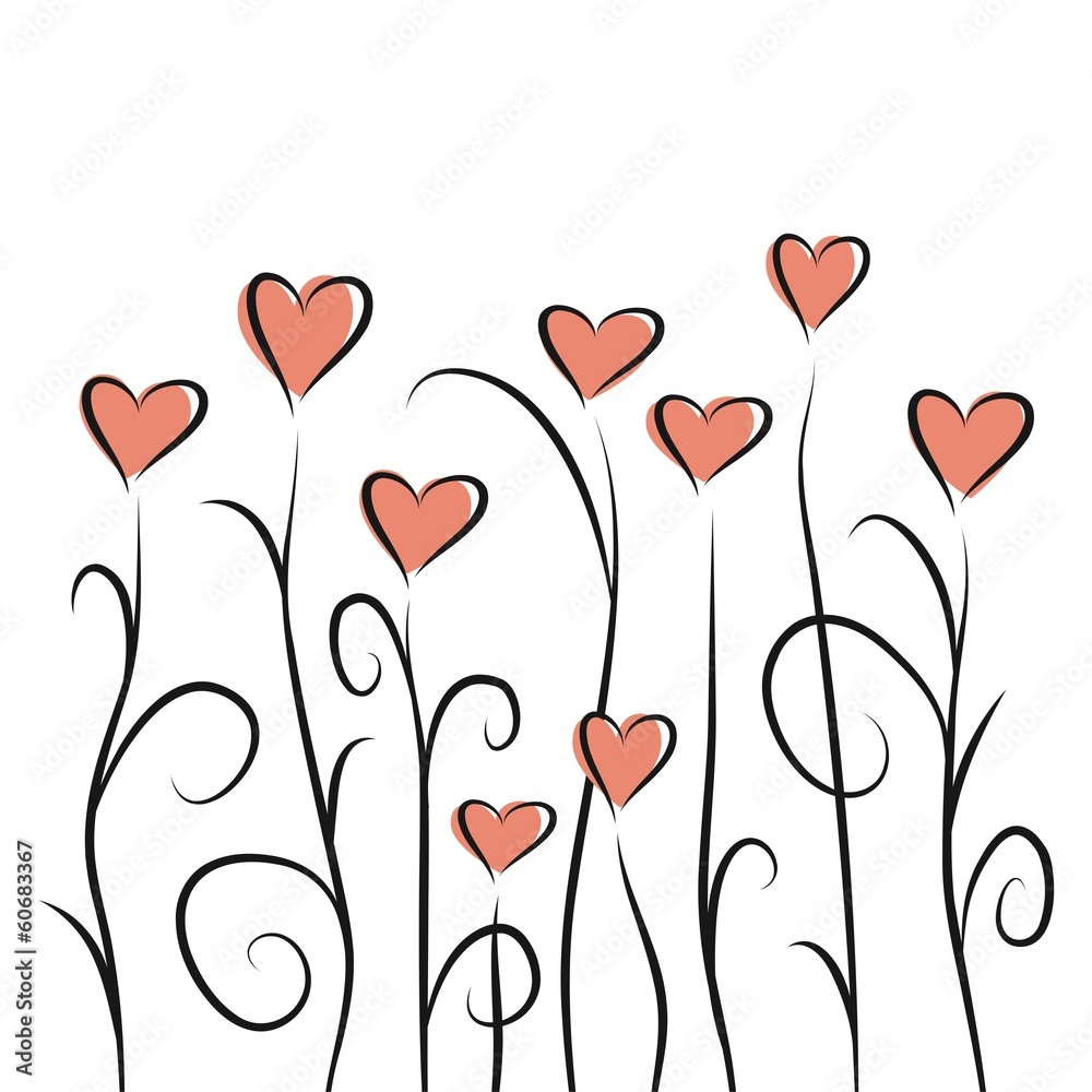 vector illustration of flowers from hearts