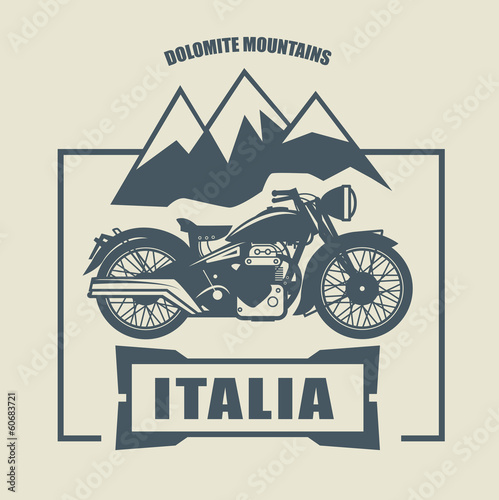 Vintage Motorcycle label, vector illustration