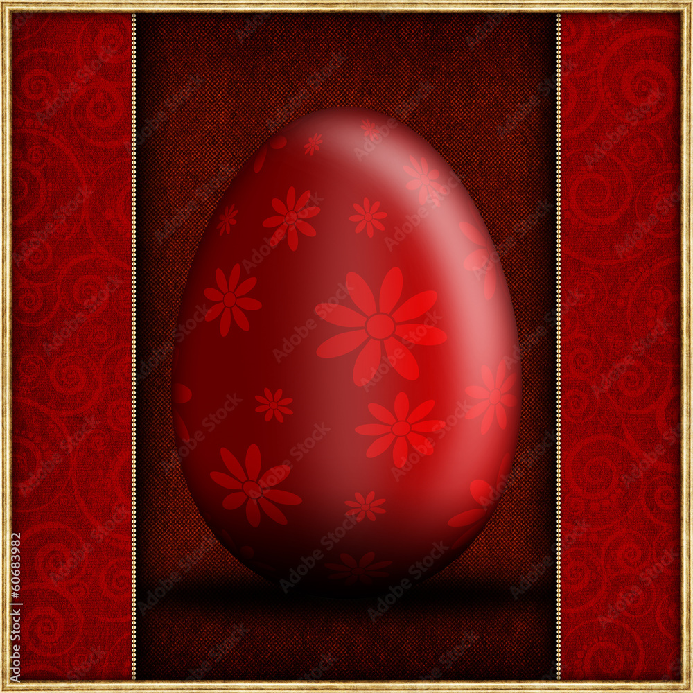 Fototapeta premium Red patterned Easter egg