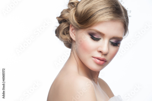 Girl with hairstyle and makeup