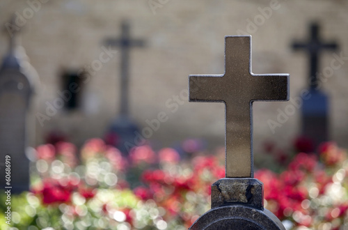 Granite crosses on tombs of heroes.