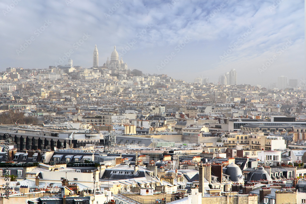 Panorama of Montmartre with the Sacre Coeur Basilique (Basilic)
