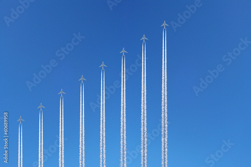 Graphs of diagram made of airplanes and its trailes