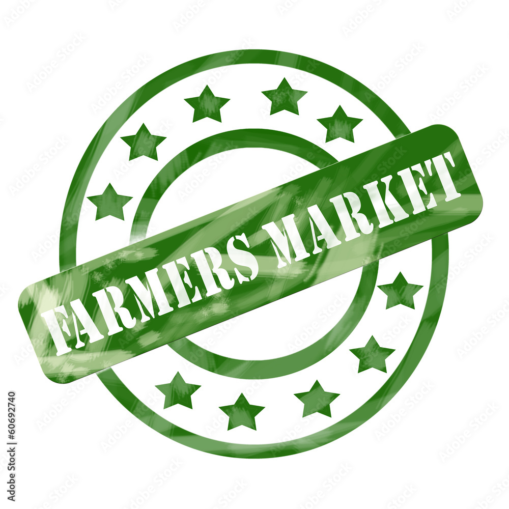 Green Weathered Farmers Market Stamp Circles and Stars Green Weathered Farmers Market Stamp Circles and Stars
