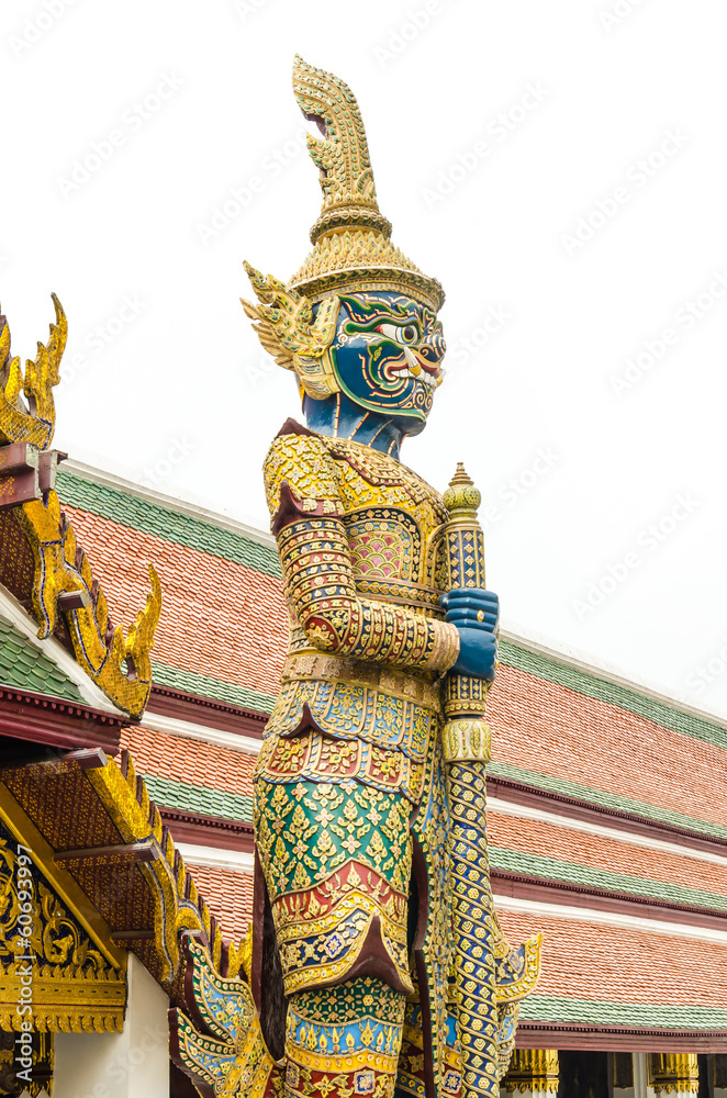 Giant statue in emerald temple bangkok thailand Giant statue in emerald temple bangkok thailand