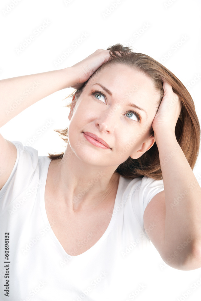 Portrait of woman isolated on a white background Portrait of woman isolated on a white background