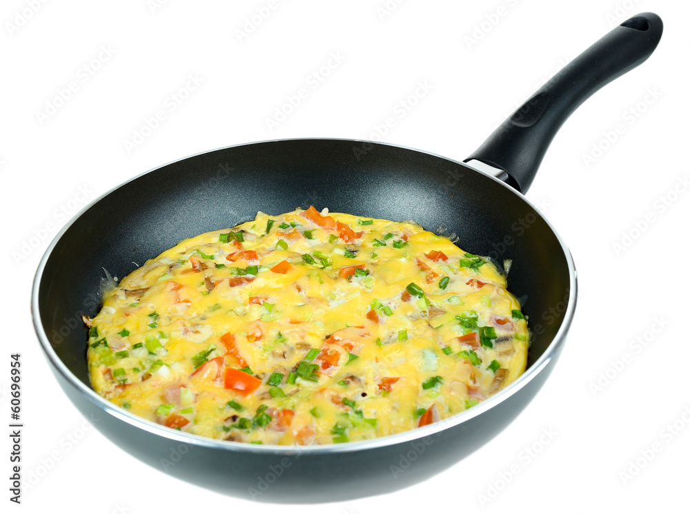Omelet with vegetables isolated on white Omelet with vegetables isolated on white