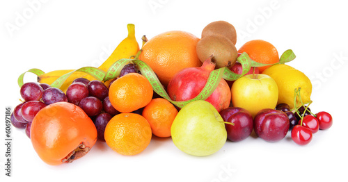 Assortment of exotic fruits isolated on white