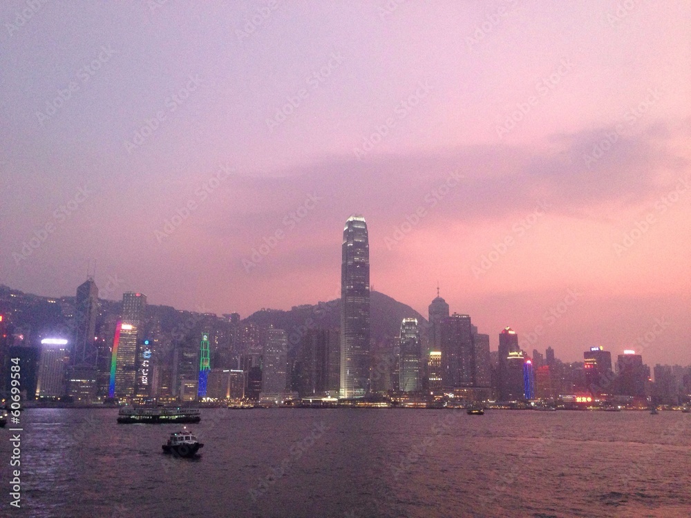 Fototapeta premium Skyline Hong kong during sunset