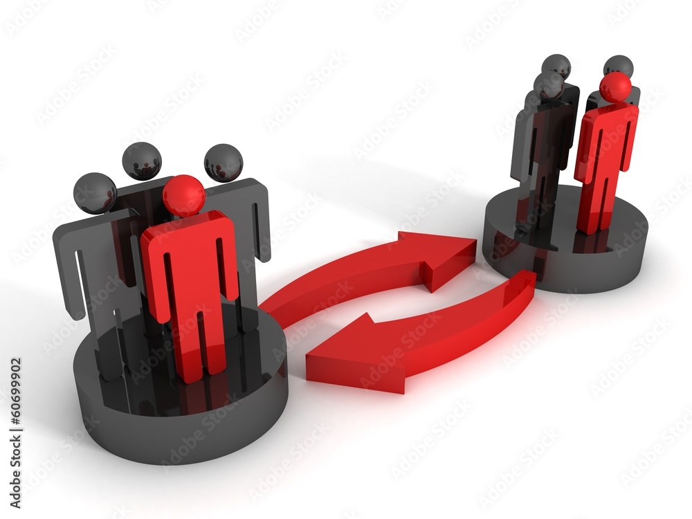 3d concept of interaction of different groups of people 3d concept of interaction of different groups of people