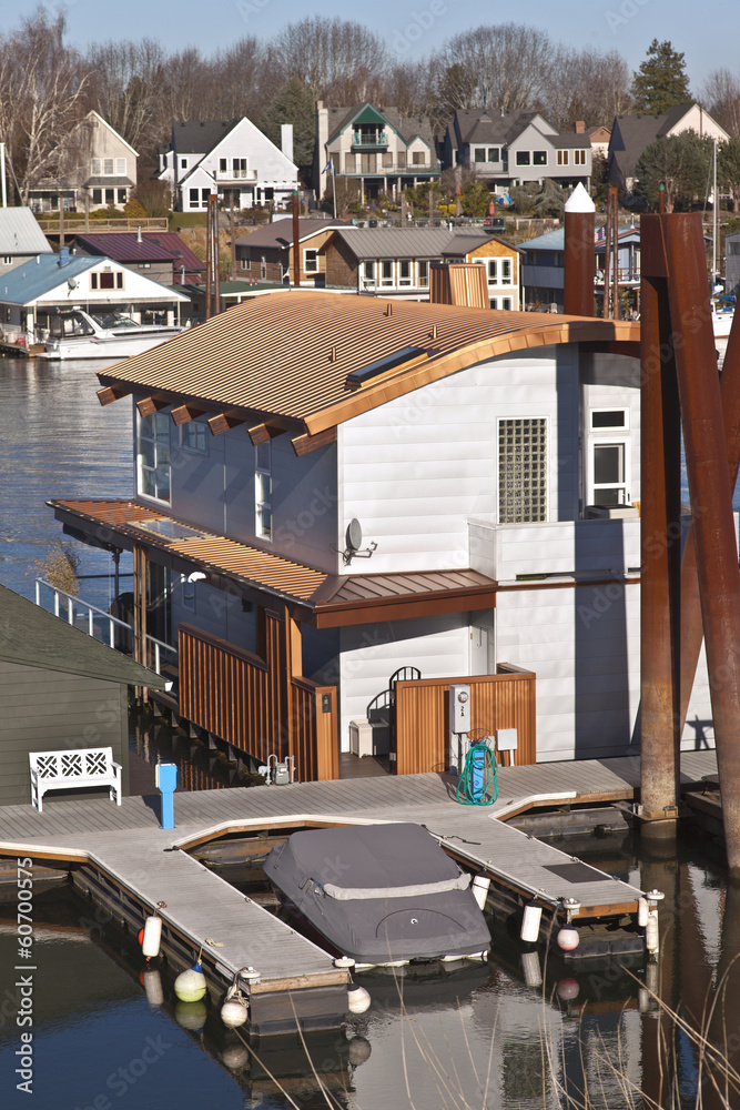 Fototapeta premium Floating houses in Portland Oregon.