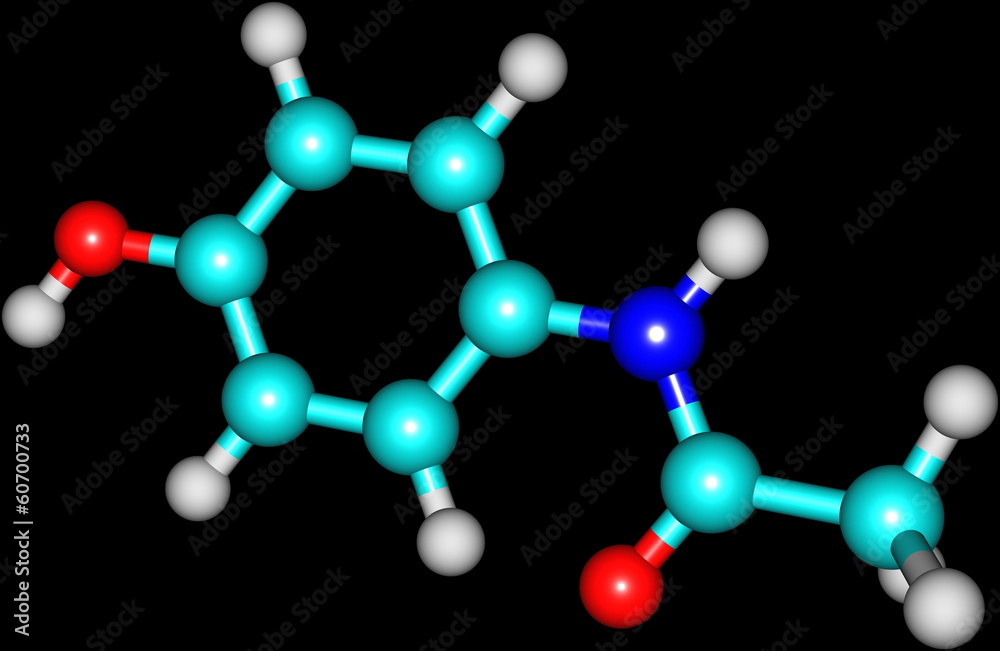 Paracetamol molecular model Paracetamol molecular model