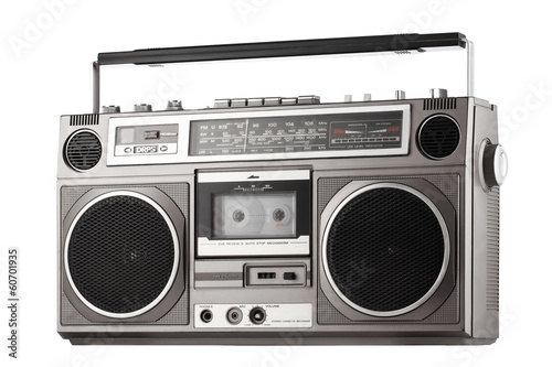 Billede på lærred Retro ghetto blaster isolated on white with clipping path