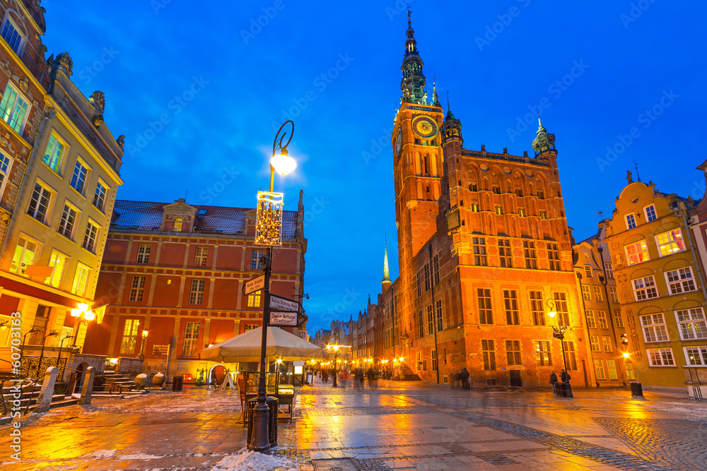 Historical city hall in old town of Gdansk, Poland