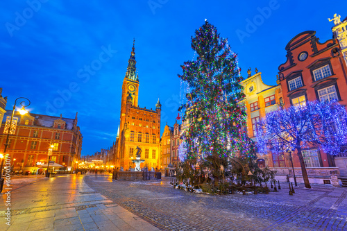 Christmas tree in old town of Gdansk, Poland