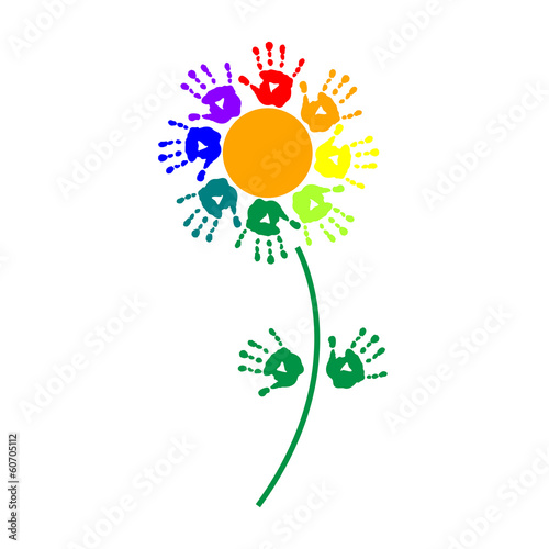 Flower of colorful hand prints