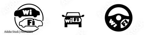 set of wi fi icons in car