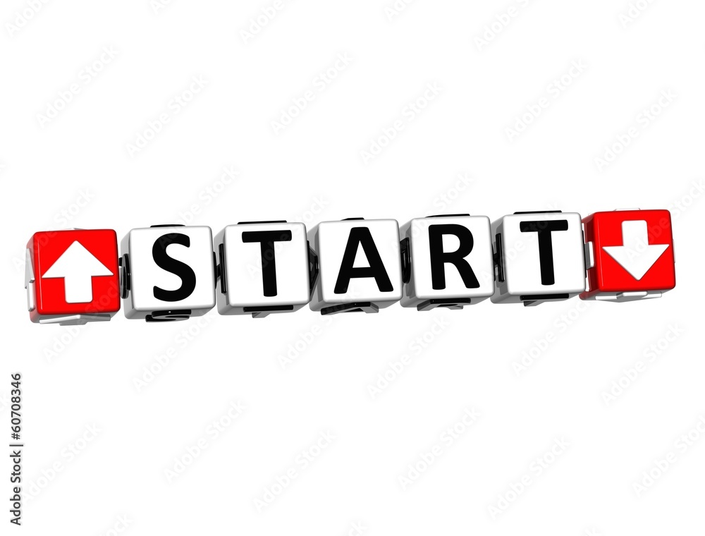 3D Start Button Click Here Block Text 3D Start Button Click Here Block Text