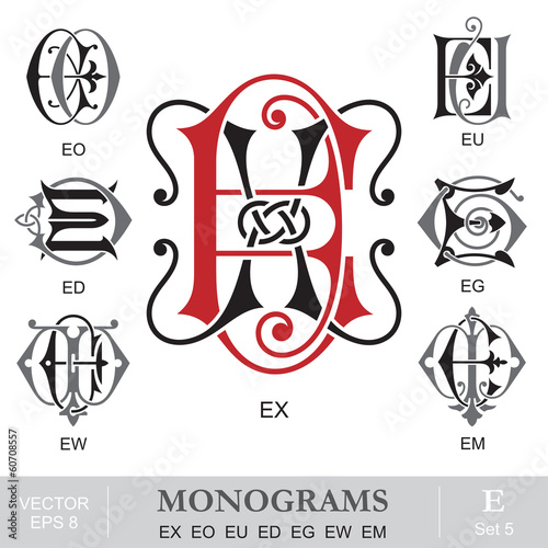 Vintage Monograms EX EO EU ED EG EW EM