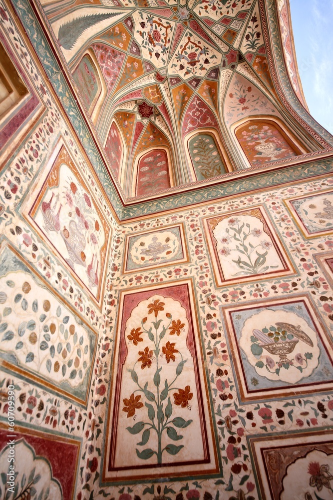 Amber Fort, Jaipur, Rajasthan, India; Fresco