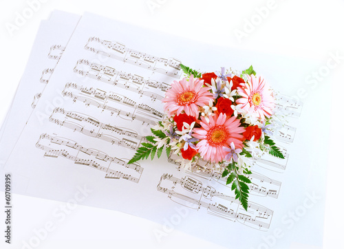 music score and bouquet