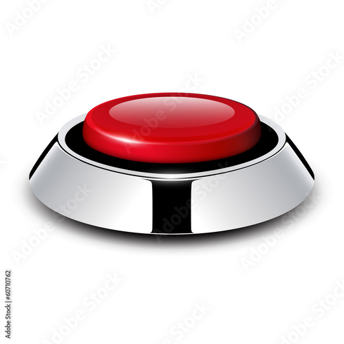 Red button with metallic, chrome elements