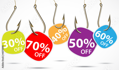 Sale concept with hook and discount