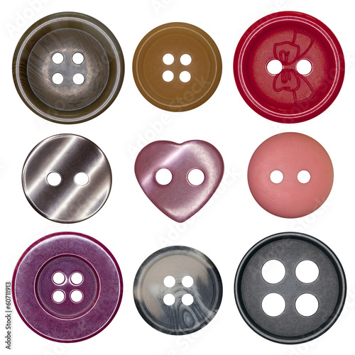 Collection of various buttons on a white background