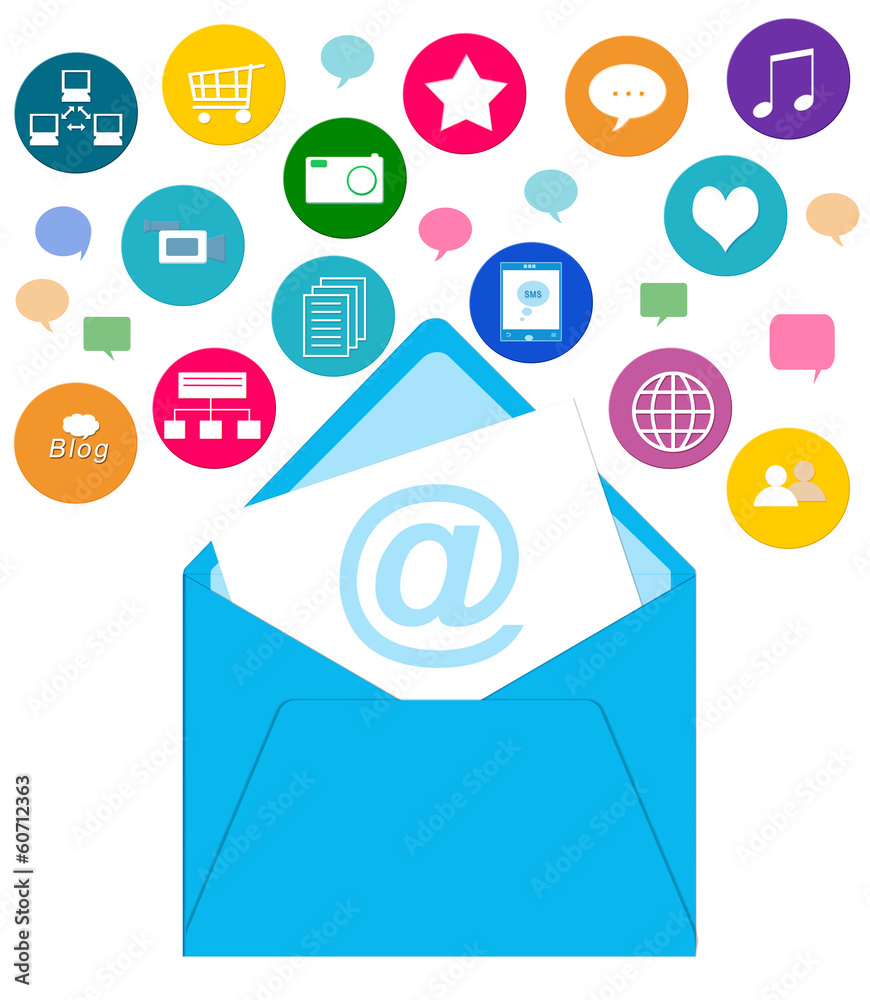 Blue envelope symbolizing an email and social media Blue envelope symbolizing an email and social media