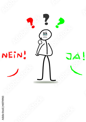 Strichmännchen vor Entscheidung