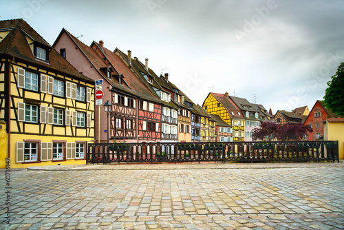 Colmar, Petit Venice, bridge and traditional houses. Alsace, Fra