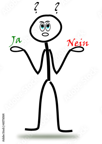 Strichmännchen vor Entscheidung
