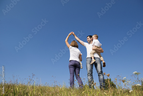 Happy family in nature