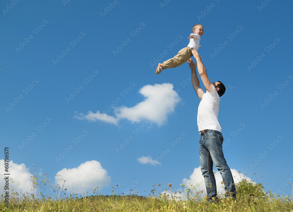 Happy family in nature
