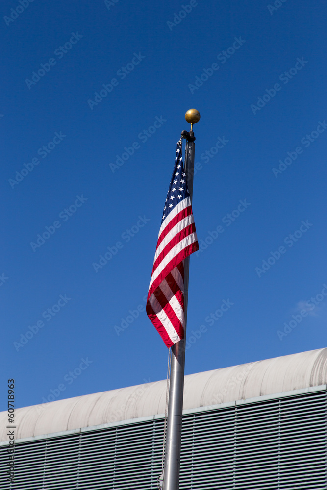 US flag  at airport
