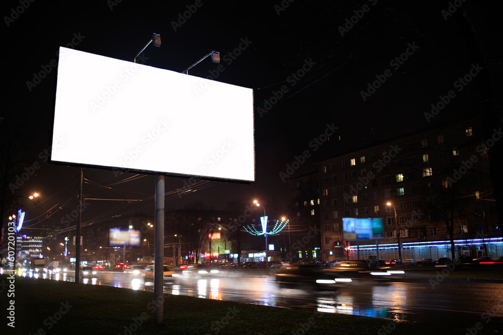 Empty billboard, by night - obrazy, fototapety, plakaty 