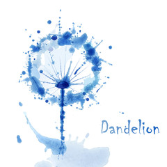 Abstract Watercolor art hand paint background with flower dandel