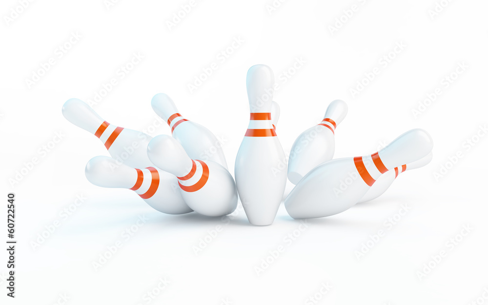 bowling strike on a white background bowling strike on a white background