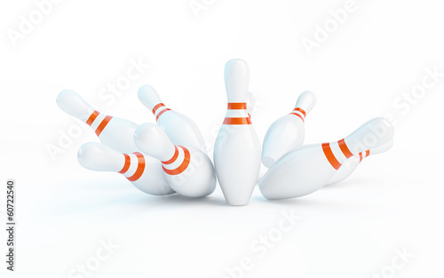 Fotografering bowling strike on a white background