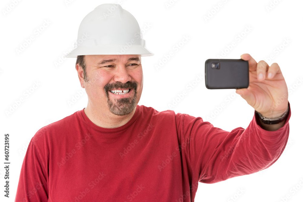 Workman posing for a self-portrait Workman posing for a self-portrait