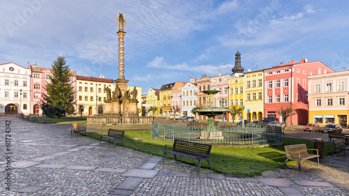 Town square with old statue, Broumov, Czech Republic