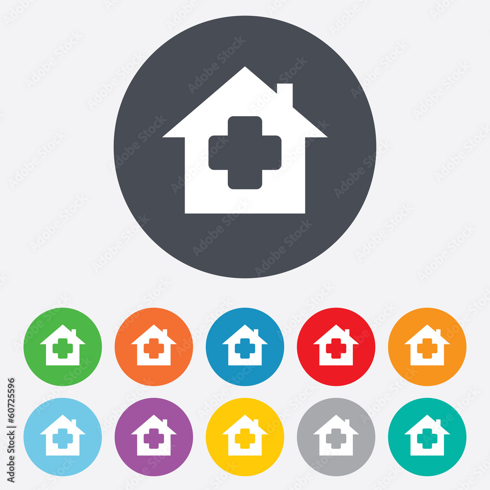 Medical hospital sign icon. Home medicine symbol Medical hospital sign icon. Home medicine symbol
