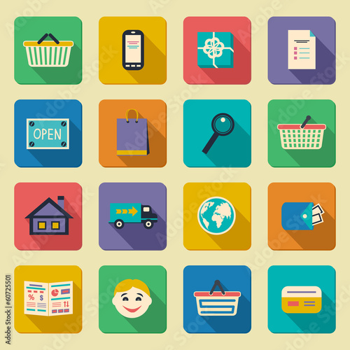 Online shopping icons set