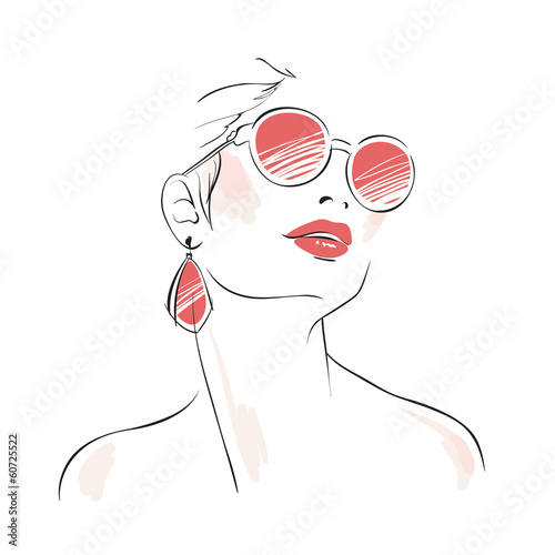 Expressive woman portrait with sunglasses