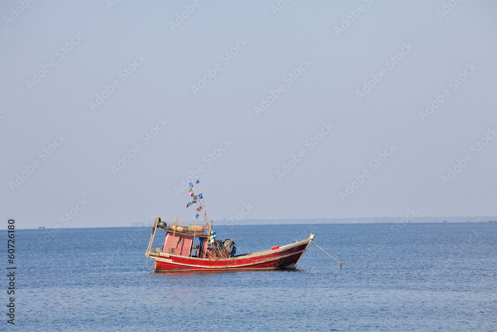 Traditional fishing boat in the Bay of Bengal, Myanmar
